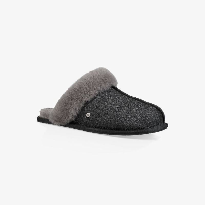 Chausson UGG Scuffette II Sparkle Femme Noir Soldes 157HVBCG